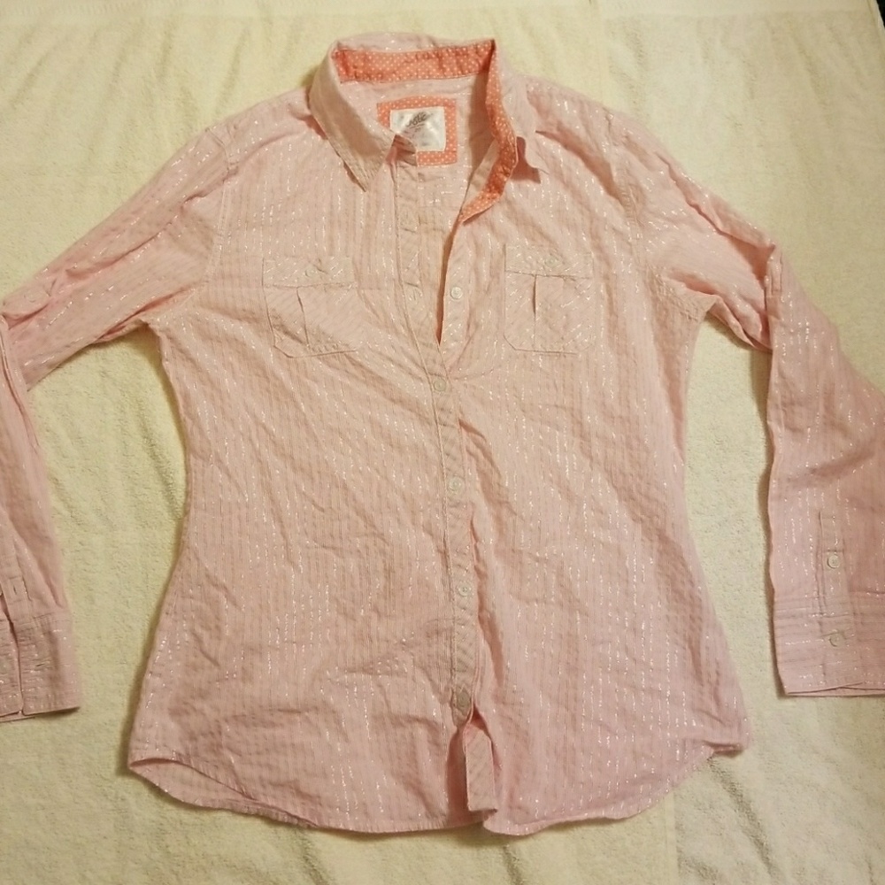 Justice pink button down shirt